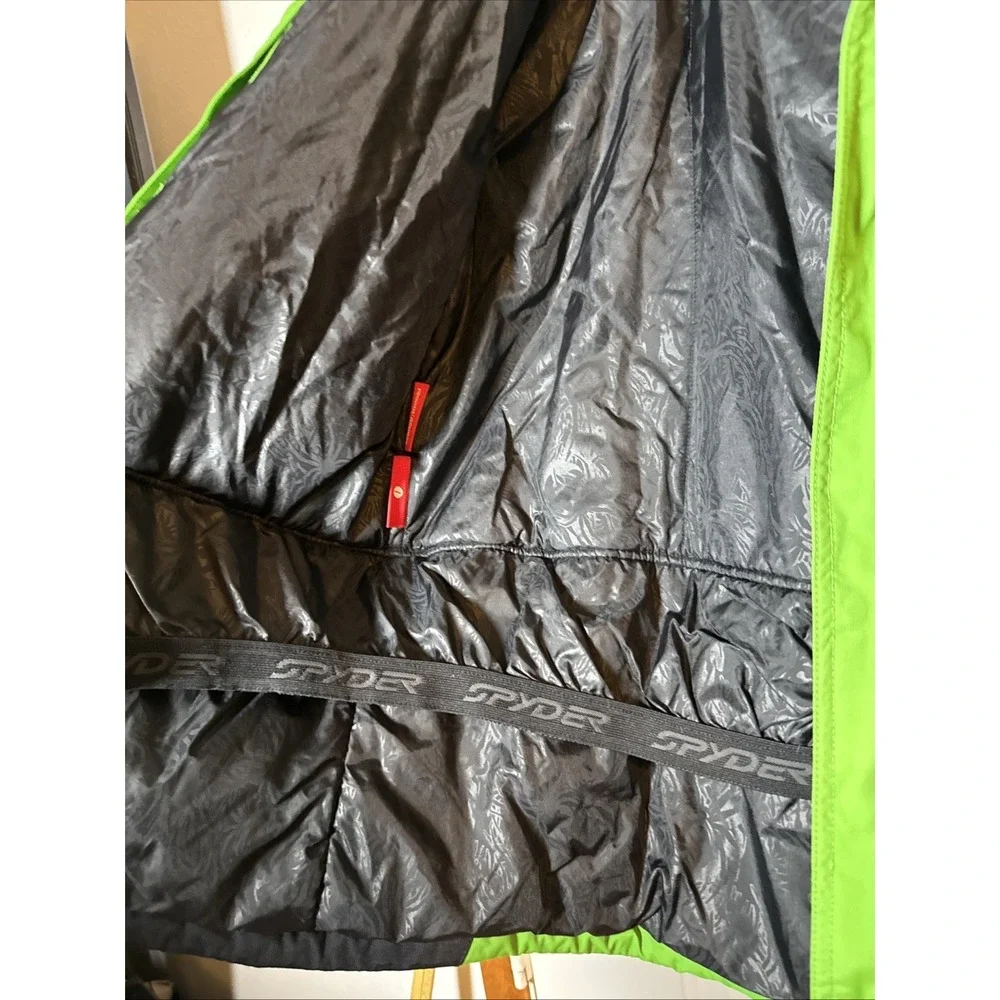 Spyder Kids Ski Jacket Size 18 Green Hooded Insulated Winter Snow Coat 170